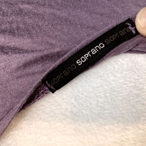 Vintage Soprano Med Mauve Empire Waist Dress with Pearl Waist Ruched Top Y2K USA - Picture 6 of 9